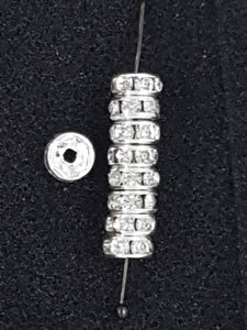 RHINESTONE SPACERS - 6MM SILVER CLEAR COLOURS