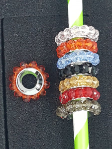 RHINESTONE SPACERS - 19 X 5MM SILVER MIXED COLOURS