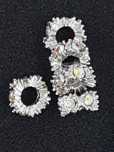 RHINESTONE SPACERS - 10MM SILVER AB COLOURS