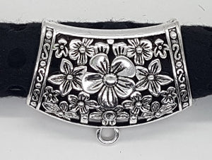 SCARF BAIL - FLOWER MOTIF - ANTIQUE SILVER