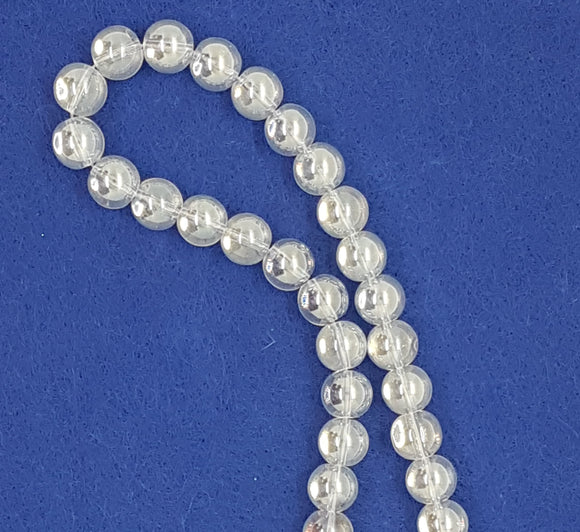 10MM GLASS BEADS - 25 Per Packet - AB CLEAR