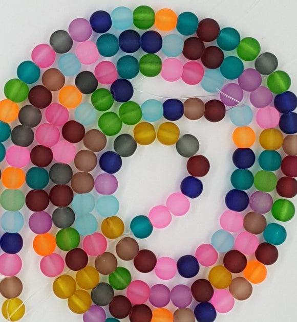 8MM GLASS BEADS - TRANSPARENT - MIXED COLOURS