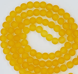 8MM FROSTED GLASS BEADS - TRANSPARENT - GOLDEN YELLOW