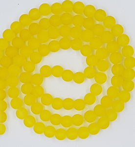 8MM FROSTED GLASS BEADS - TRANSPARENT - SUNSHINE YELLOW