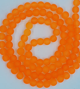 8MM FROSTED GLASS BEADS - TRANSPARENT - ORANGE