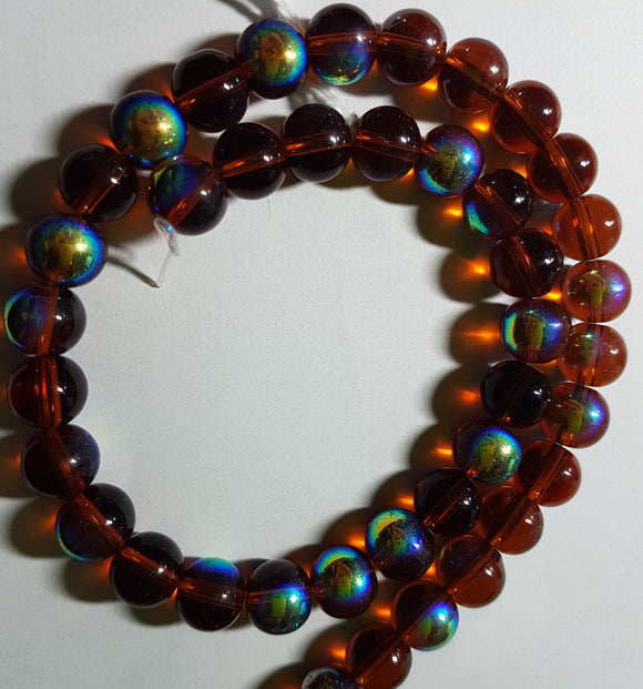 8MM GLASS BEADS - TRANSPARENT - BROWN AB