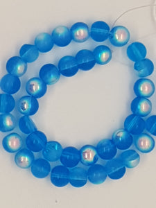 8MM GLASS BEADS - TRANSPARENT - MEDIUM BLUE AB