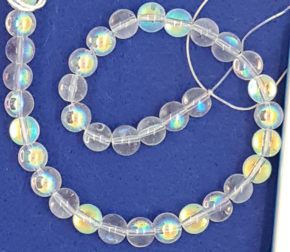 8MM GLASS BEADS - TRANSPARENT - CLEAR AB