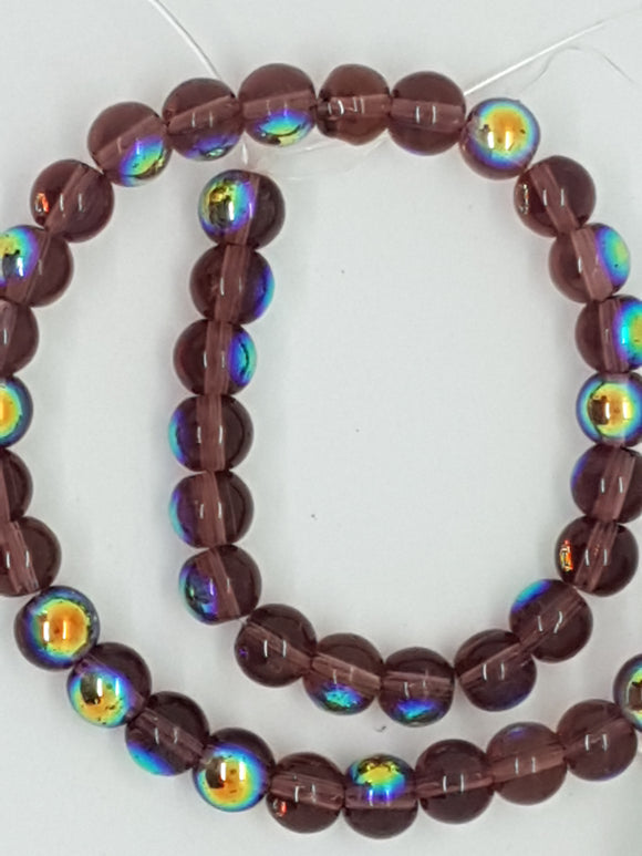 8MM GLASS BEADS - TRANSPARENT - LIGHT AMETHYST AB